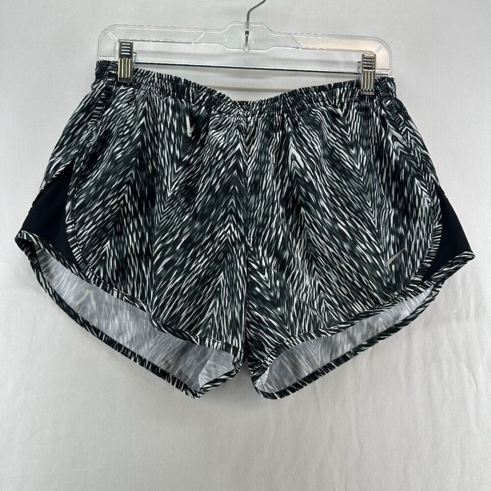 Nike Dri-Fit Running Shorts Womens M Elastic Waist Pull-on Abstract Black White